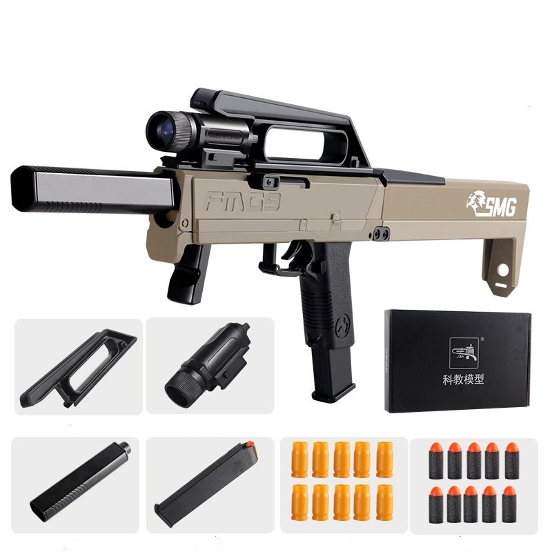 Fmg9 Folding Submachine Gun Manual Throwing Shell Soft Bullet Children Toy Gun - Image 6