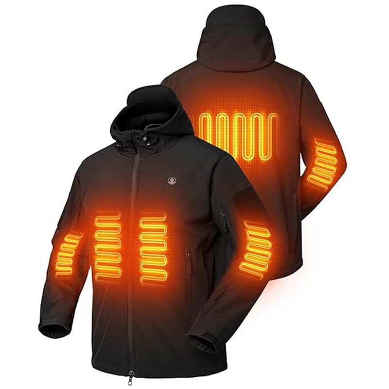 Heated Jacket For Men ANTARCTICA GEAR Winter Coat With 12V 16000mAh Battery Pack, Soft Shell Heating Hood Jacket - Image 2