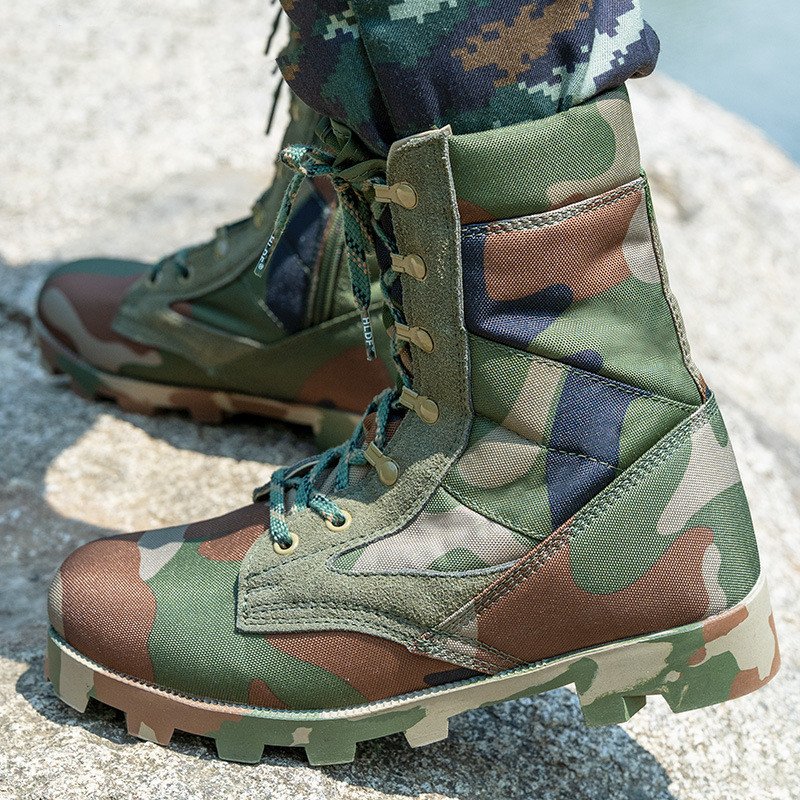 Spring High-top Breathable Zipper Army Fan Combat Boots Outdoor Combat - Image 5