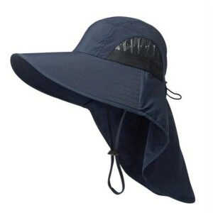 Summer Men’s Outdoor Protection UV Protection Sun Hat – Navy Blue, M