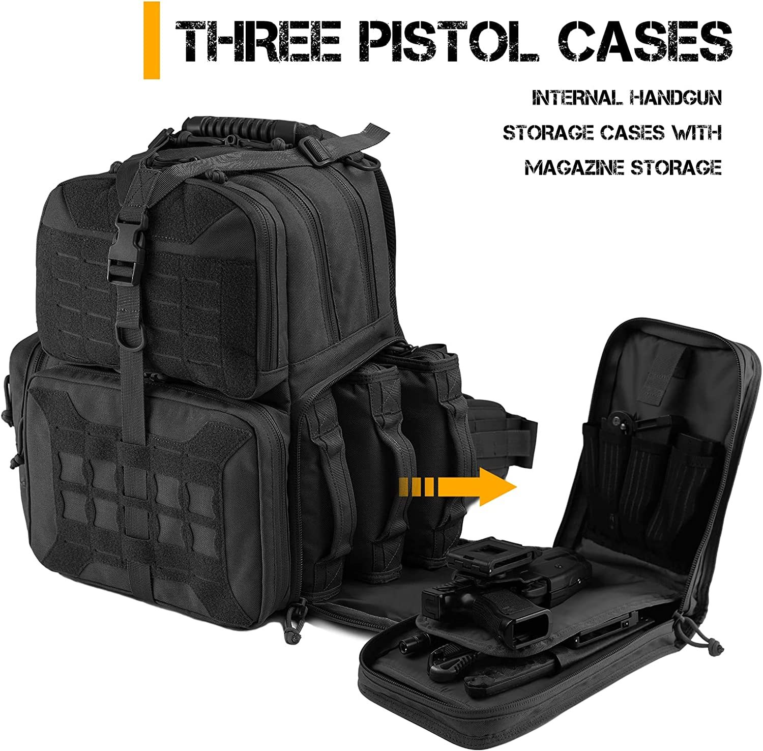 Tactical Range Backpack Bag, VOTAGOO Range Activity Bag For Handgun And Ammo, 3 Pistol Carrying Case For Hunting Shooting - Image 5