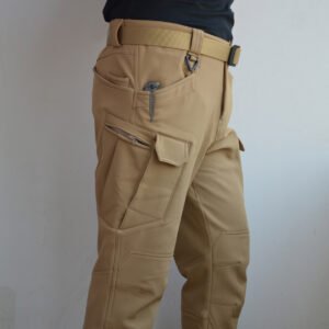 Autumn And Winter Outdoor Fleece-lined Tactical Pants Men – Khaki, XL