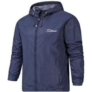 Outdoor Windproof And Waterproof All Season Mountaineering Jacket Jacket For Men – Navy blue white logo, XL