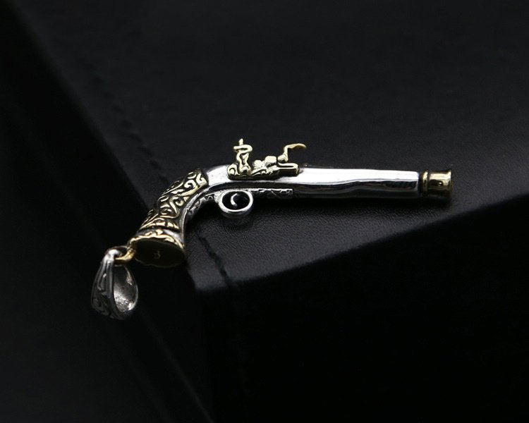 Medieval Western Pistol Fashion Thai Silver Necklace Pendant - Image 3