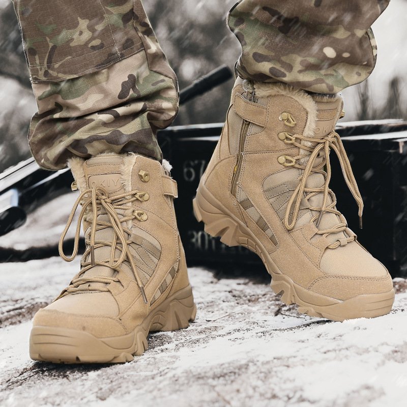 Men's Export Winter Camping Combat Military Fleece-lined Warm Snow Outdoor Climbing Boots Training Shoes - Image 6