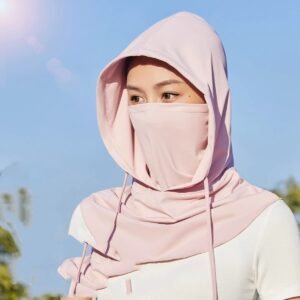 Sun Mask Men’s Full Face Ice Silk Breathable Scarf – Pink