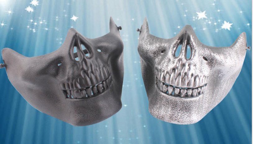 Warrior Army Fan Field Horror Bloody Skull Half Face Mask - Image 2