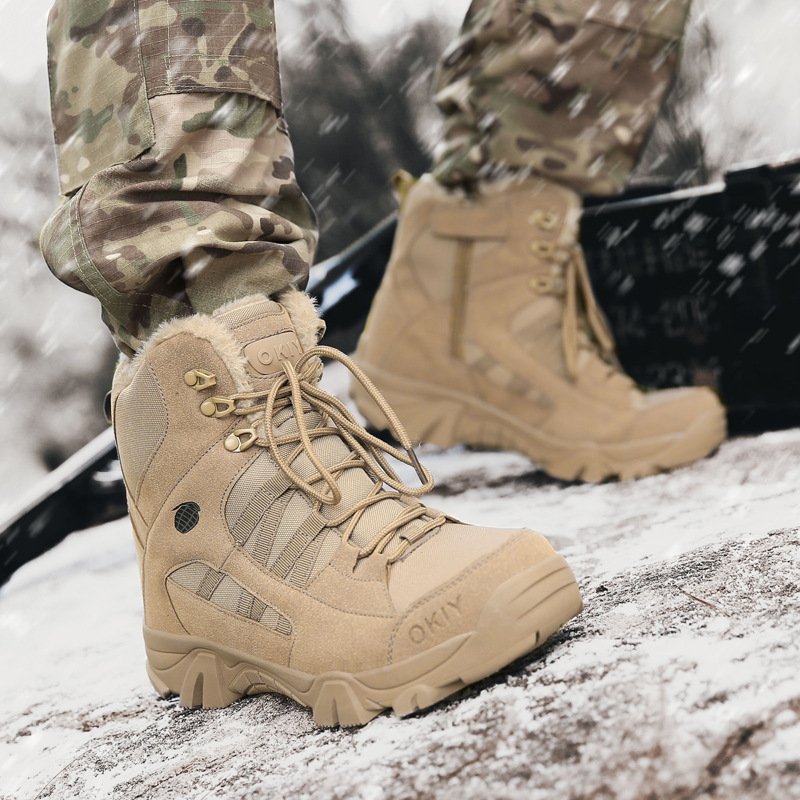 Men's Export Winter Camping Combat Military Fleece-lined Warm Snow Outdoor Climbing Boots Training Shoes - Image 7
