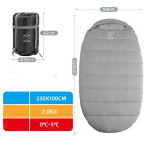 Sleeping Bag Adult Outdoor Camping Adult Winter Thickening Cold Protection Single Widening – Grey, 2.0kg