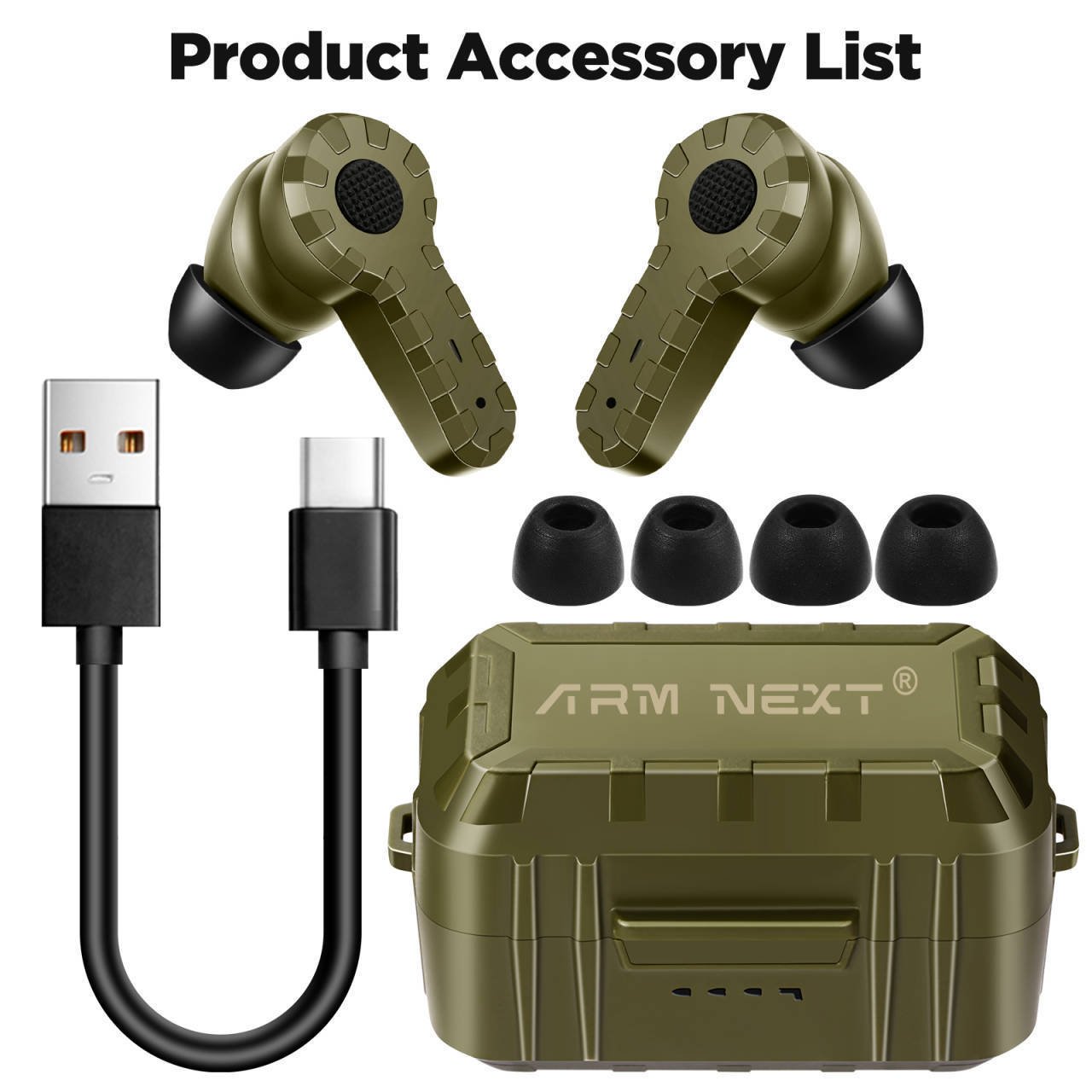 Tactical Noise Reduction Headset Rechargeable Pickup Hearing Shooting Earplugs - Image 4
