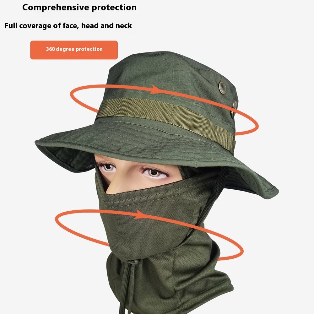 Camouflage Boonie Hat Army Summer Breathable Sun-proof Army Fans Rounded Hat - Image 2