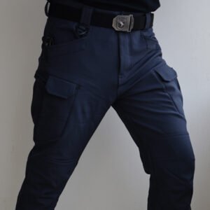Autumn And Winter Outdoor Fleece-lined Tactical Pants Men – Purplish Blue, S