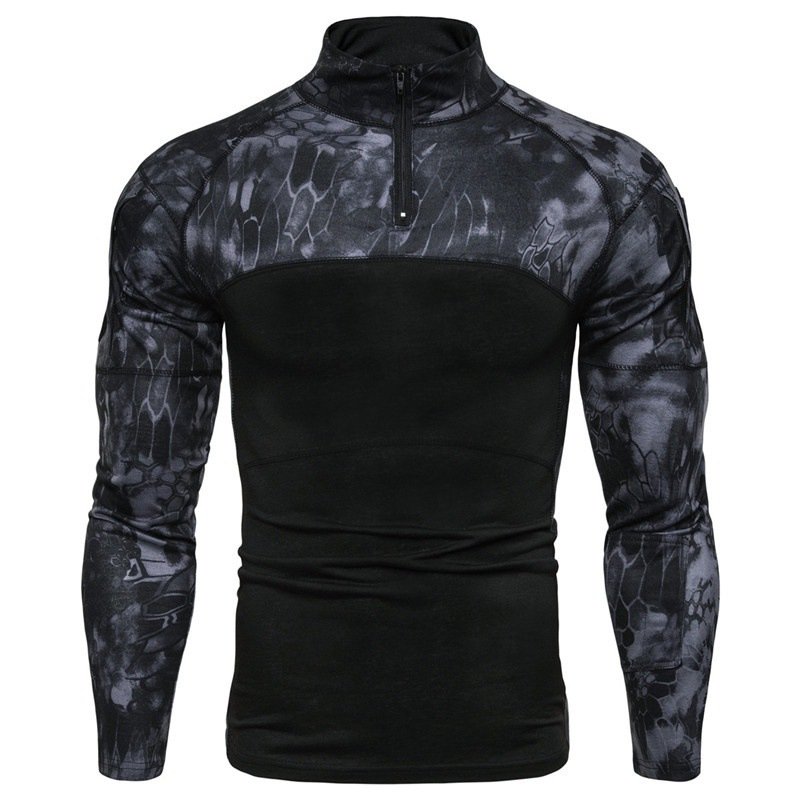 Men's Camouflage Long Sleeve Zipper Pocket T-Shirt - Image 5