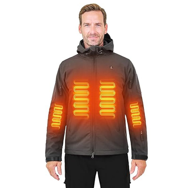 Heated Jacket For Men ANTARCTICA GEAR Winter Coat With 12V 16000mAh Battery Pack, Soft Shell Heating Hood Jacket - Image 7