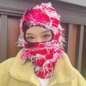 Balaclava Men’s And Women’s Knitted Camouflage Headgear Personality Fashion Wool Hat – Pink Camo2, 56 59cm