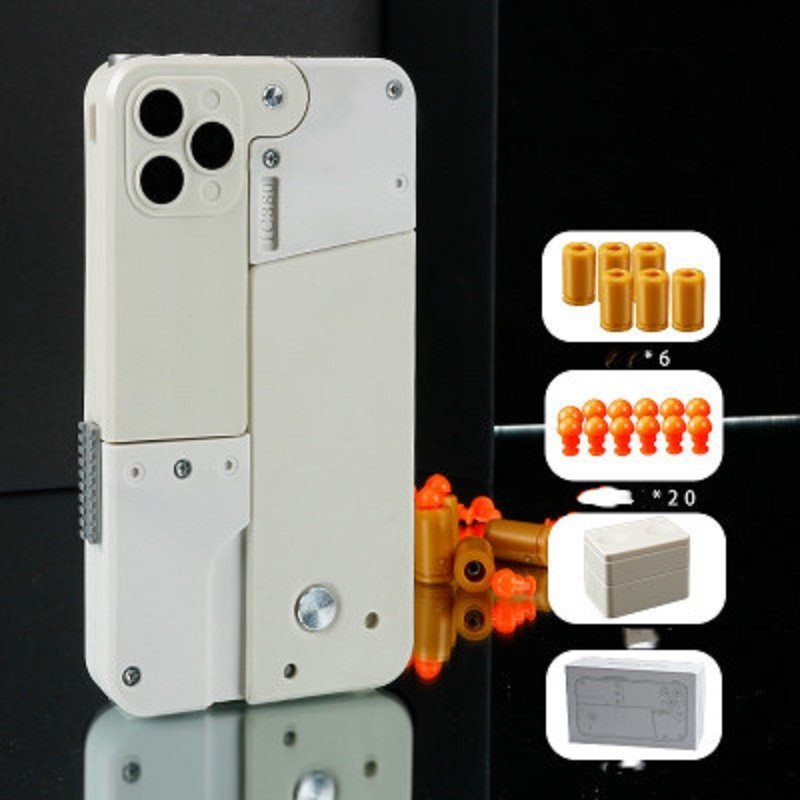 Harmless Folding Pistol Bullet Automatic Shell Throwing Toy Creative Soft Mobile Phone Appearance Gun Outdoor Interactive Kid Gift - Image 4