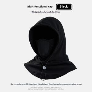 Winter Thermal Fleece Scarf Ski Face Mask Neck Warmer Hood Hat Windproof Cold Warm Riding Cap Sports Outdoor – Black, Free Size Adjustable