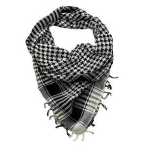 Polyester Houndstooth Square Scarf Arabic Square Scarf Tactical Scarf – Black And White