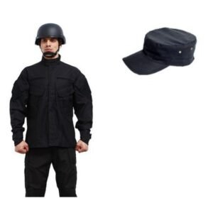 Army fan outdoor combat uniform – Black with Hat, S