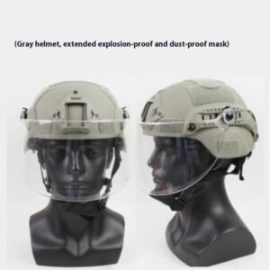 Transparent Anti-riot Protective Patrol Tactical Helmet – Gray Lengthen Mask