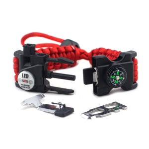 Parachute Cord Braided Adjustable Survival Bracelet – Red