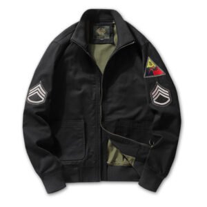 Retro Work Jacket MA1 Air Force Bomber Jacket Military Baseball Uniform – Black, 2XL