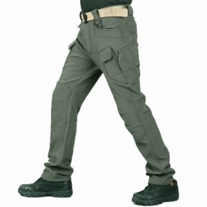 Outdoor Soft Shell Tactical Pants Men’s Ski Multi-bag Fleece Wear-resistant – Army Green, XXL