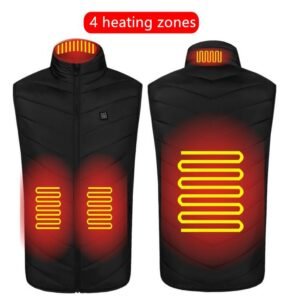 Heated Vest Washable Usb Charging Electric Winter Clothes – 4zone black, 4XL