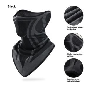 Ski Mask Ear Hanging Face Care Scarf Windproof Thermal Headgear – DTJ43 Black, Free Size