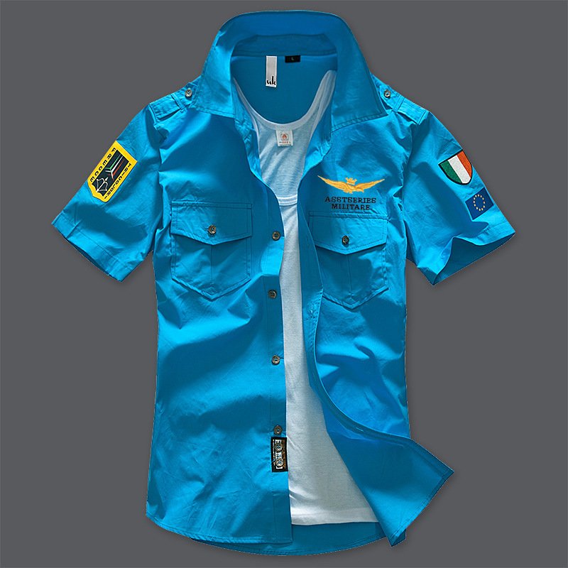 Short sleeve shirt shirt military fan embroidered shirt men's half sleeve - Image 4