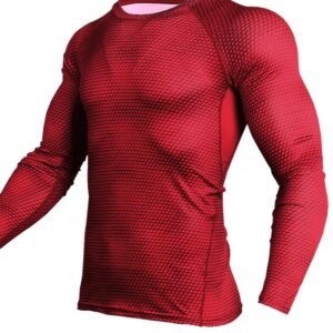 Compression Shirt Men Gym Running Shirt Quick Dry Breathable Fitness Sport Shirt Sportswear Training Sport Tight Rashguard Male – S~red