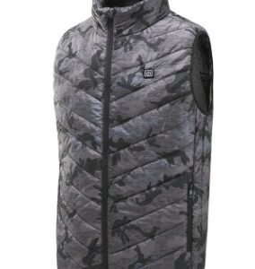 Heated Vest Smart Electric Heating Jacket Men Women Waistcoat Winter – Grey with pattern, L