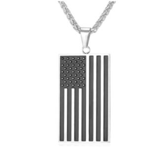 316L stainless steel military flag necklace – Steel color, B