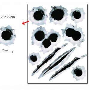 Simulation Bullet Hole Car Sticker, Car Bullet Hole Crack Car Sticker – 23x29cm