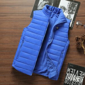 Heated Vest Smart Electric Heating Jacket Men Women Waistcoat Winter – Bright blue, XL