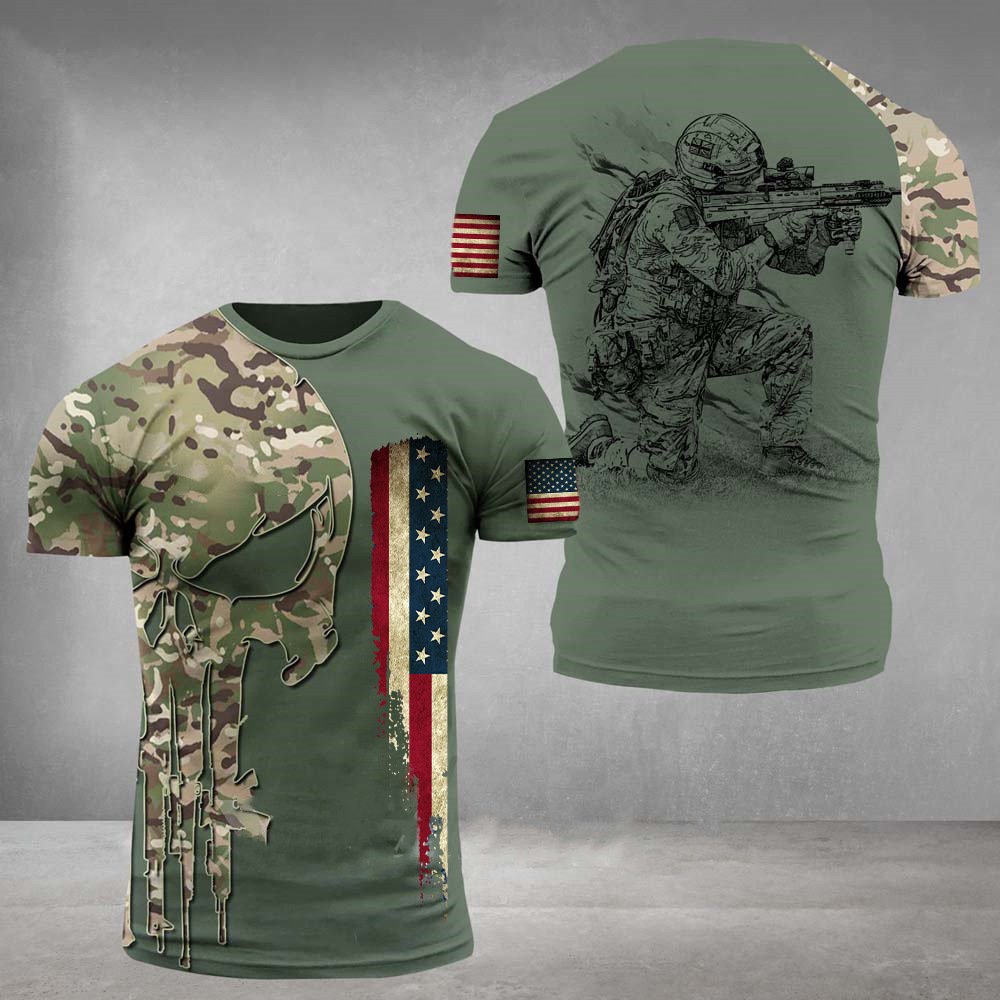 Military Printed 3dT-Shirt Street Style Short Sleeve Men's Top - Image 3