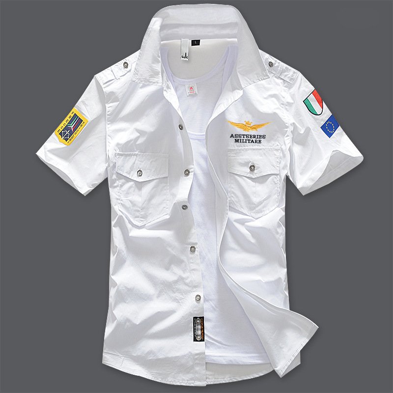 Short sleeve shirt shirt military fan embroidered shirt men's half sleeve - Image 5