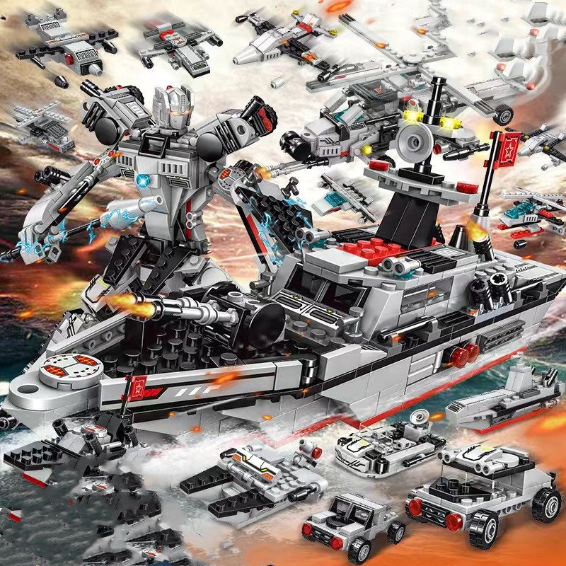 Building Blocks Aircraft Carrier Military Battleship Boy Puzzle Assembly Toy - Image 5