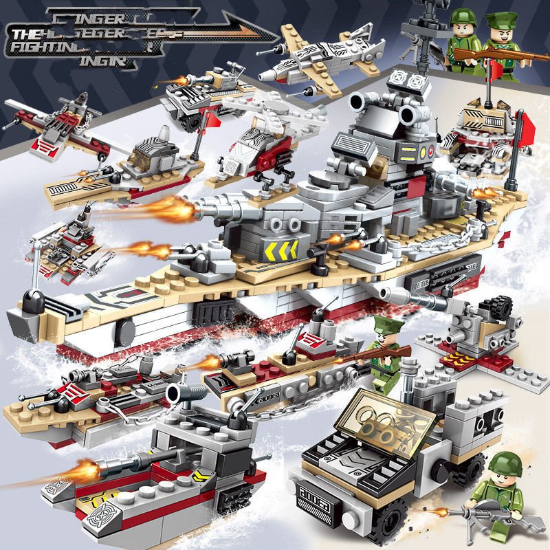 Building Blocks Aircraft Carrier Military Battleship Boy Puzzle Assembly Toy - Image 3