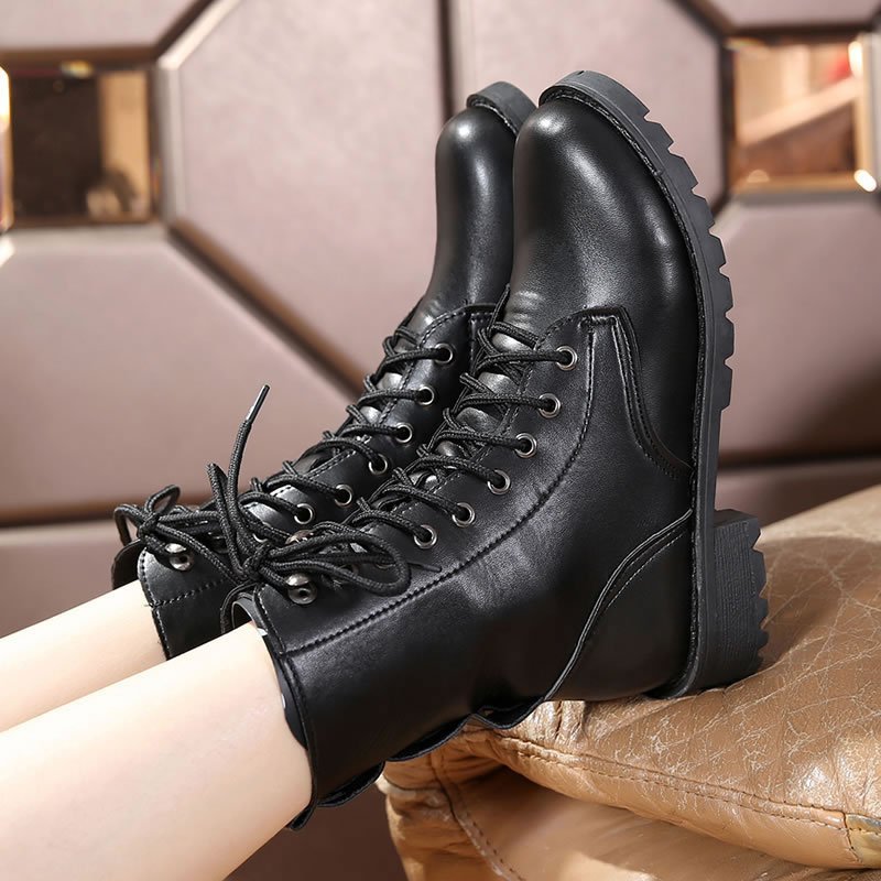 British Martin Boots Women Leather Boots Motorcycle Military Boots - Image 4
