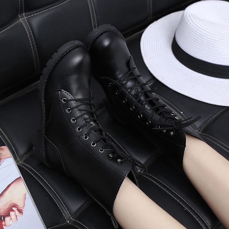 British Martin Boots Women Leather Boots Motorcycle Military Boots - Image 2
