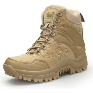 Autumn And Winter Men’s Shoes Outdoor Hiking Shoes High-Top Lace-Up Hiking Cross-Country Shoes Desert Short Boots Military Boots Large Size Cross-Border – Sand color, 40
