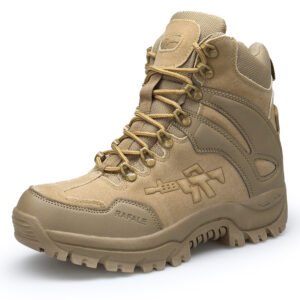 Autumn And Winter Men’s Shoes Outdoor Hiking Shoes High-Top Lace-Up Hiking Cross-Country Shoes Desert Short Boots Military Boots Large Size Cross-Border – Brown, 42