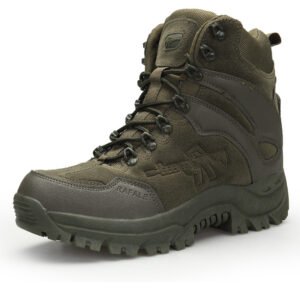Autumn And Winter Men’s Shoes Outdoor Hiking Shoes High-Top Lace-Up Hiking Cross-Country Shoes Desert Short Boots Military Boots Large Size Cross-Border – Green, 43