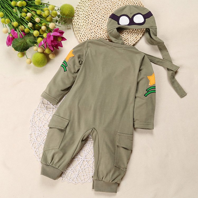 Aviation Pilot Long Sleeve One Piece Hat Army Green Romper - Image 5
