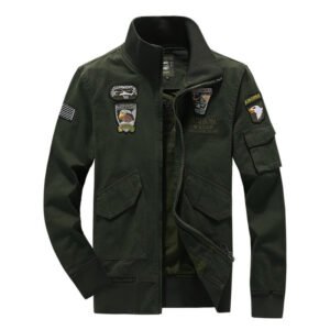 Army Fan Jacket Men’S Cotton Wash Stand Collar Tooling Military Style Men’S Special Forces Autumn And Winter Jacket – Army Green, L