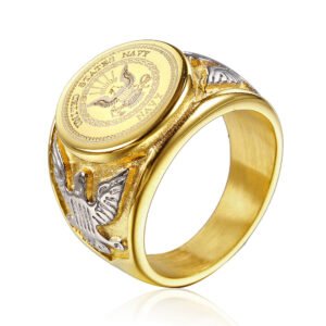 US Army Badge Soldier Ring Titanium Steel Men’s Ring US Army Eagle Logo Personality Pull Finger – 5style, 12