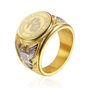 US Army Badge Soldier Ring Titanium Steel Men’s Ring US Army Eagle Logo Personality Pull Finger