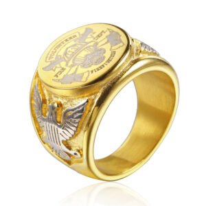 US Army Badge Soldier Ring Titanium Steel Men’s Ring US Army Eagle Logo Personality Pull Finger
