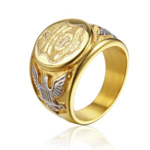 US Army Badge Soldier Ring Titanium Steel Men’s Ring US Army Eagle Logo Personality Pull Finger – 4style, 9